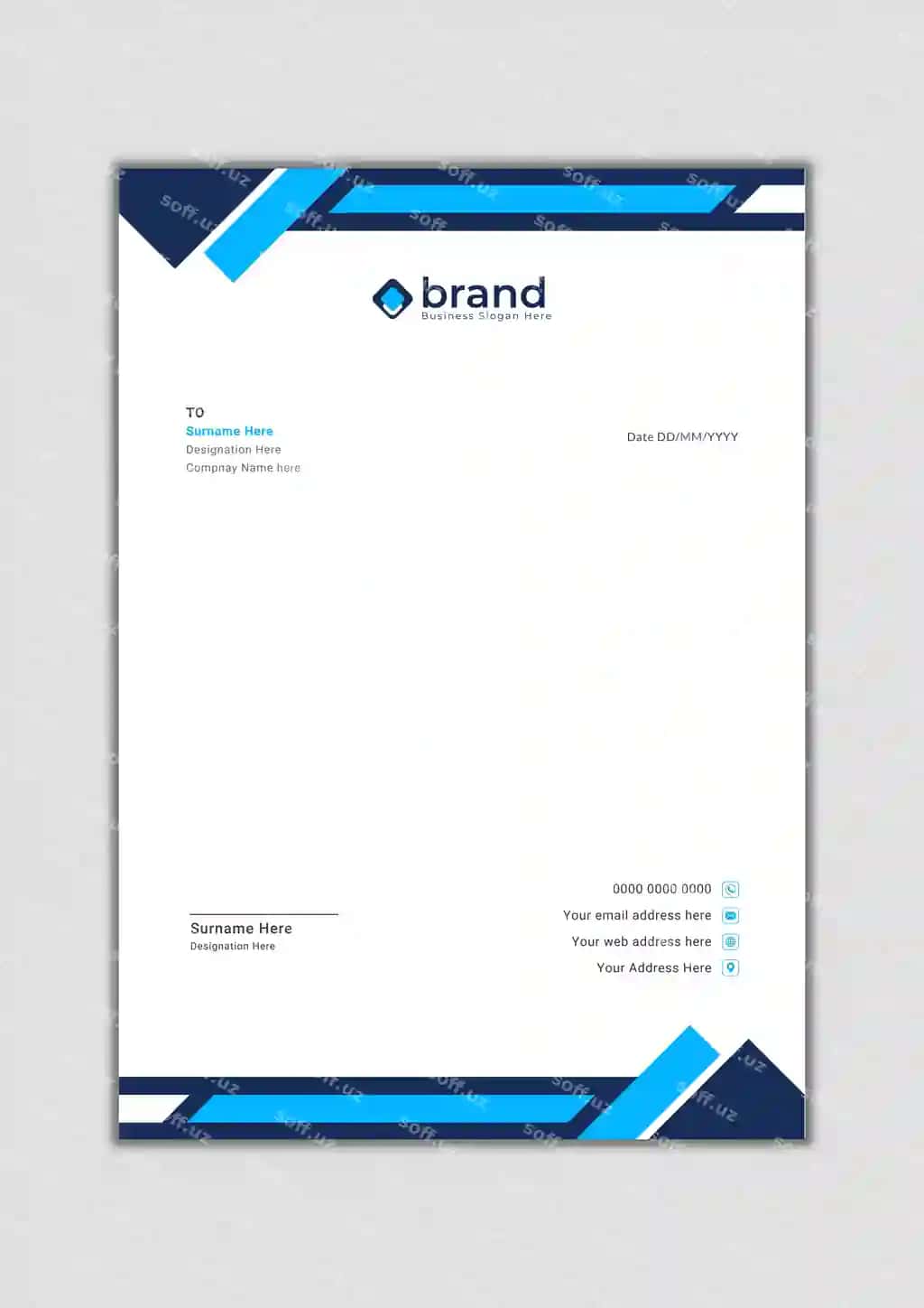Zamonaviy minimalist korporativ blanka shabloni | Modern minimalist corporate letterhead template