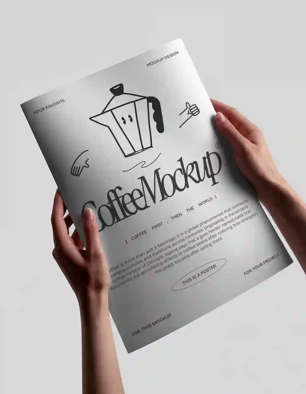 Qo'lda chizilgan rasmli kofe maketi | Coffee mockup with hand drawn illustration