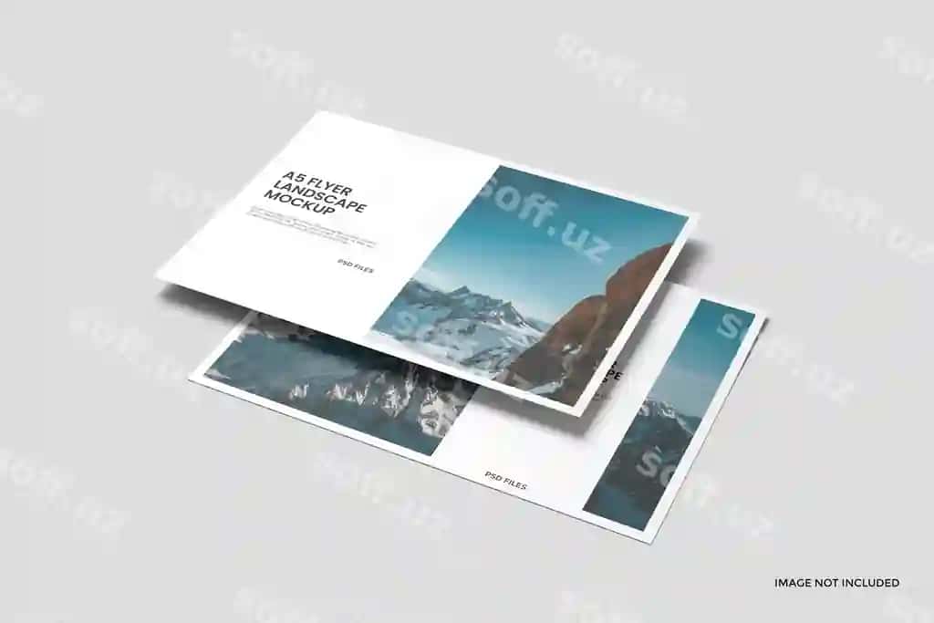A5 landshtivka flyer mockup | A5 landscape flyer mockup
