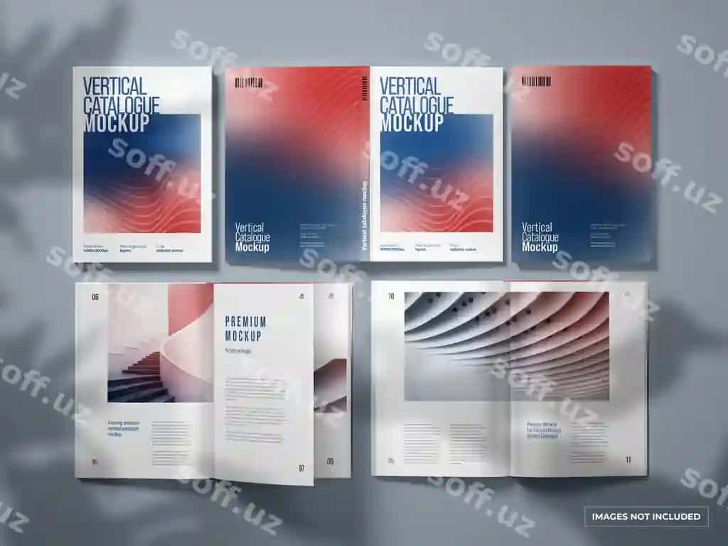 Vertikal katalog magazin mockup | Vertical catalogue magazine mockup