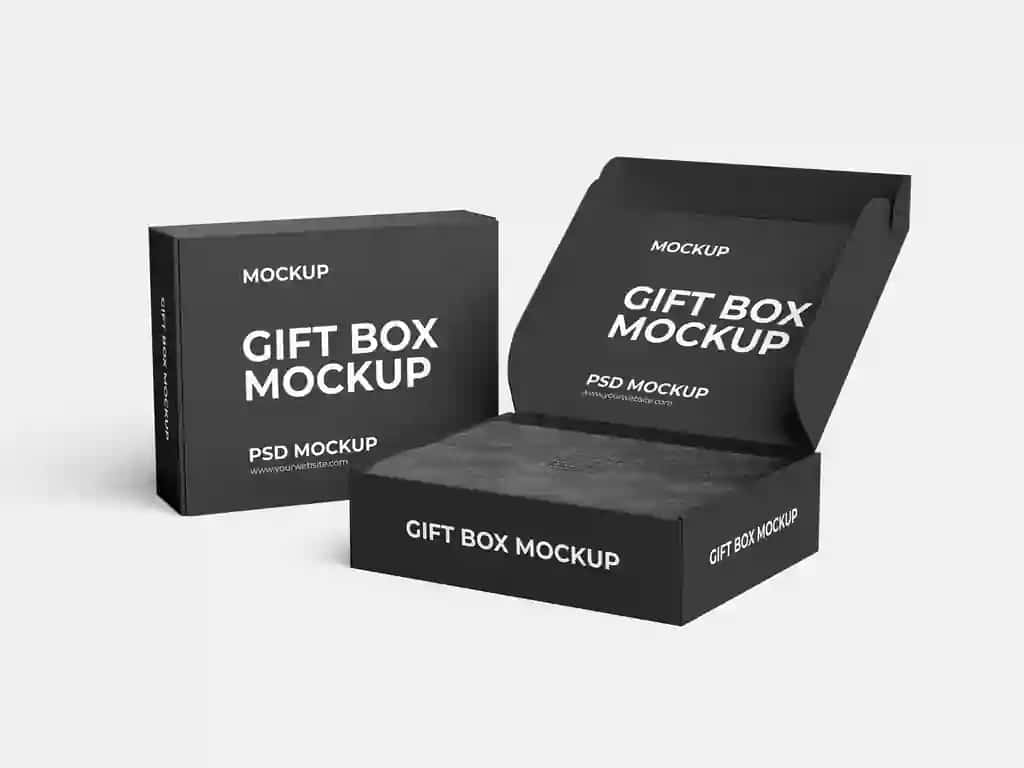 Qora sovg'a qutisi maketi | Black gift box mockup