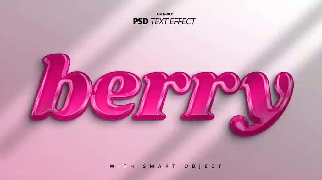 Berry pushti yumshoq 3D matn effekti | Berry pink soft 3d text effect