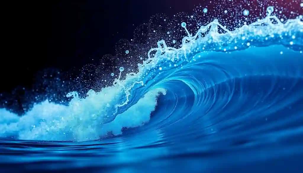 Ko'k pastki so'zlar bilan to'lqin | Wave with words blue bottom