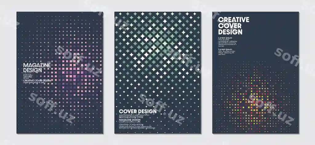 Geometrik naqshlar bilan to'plam muqovasi dizayn shablonlari | Collection cover design templates with geometric patterns