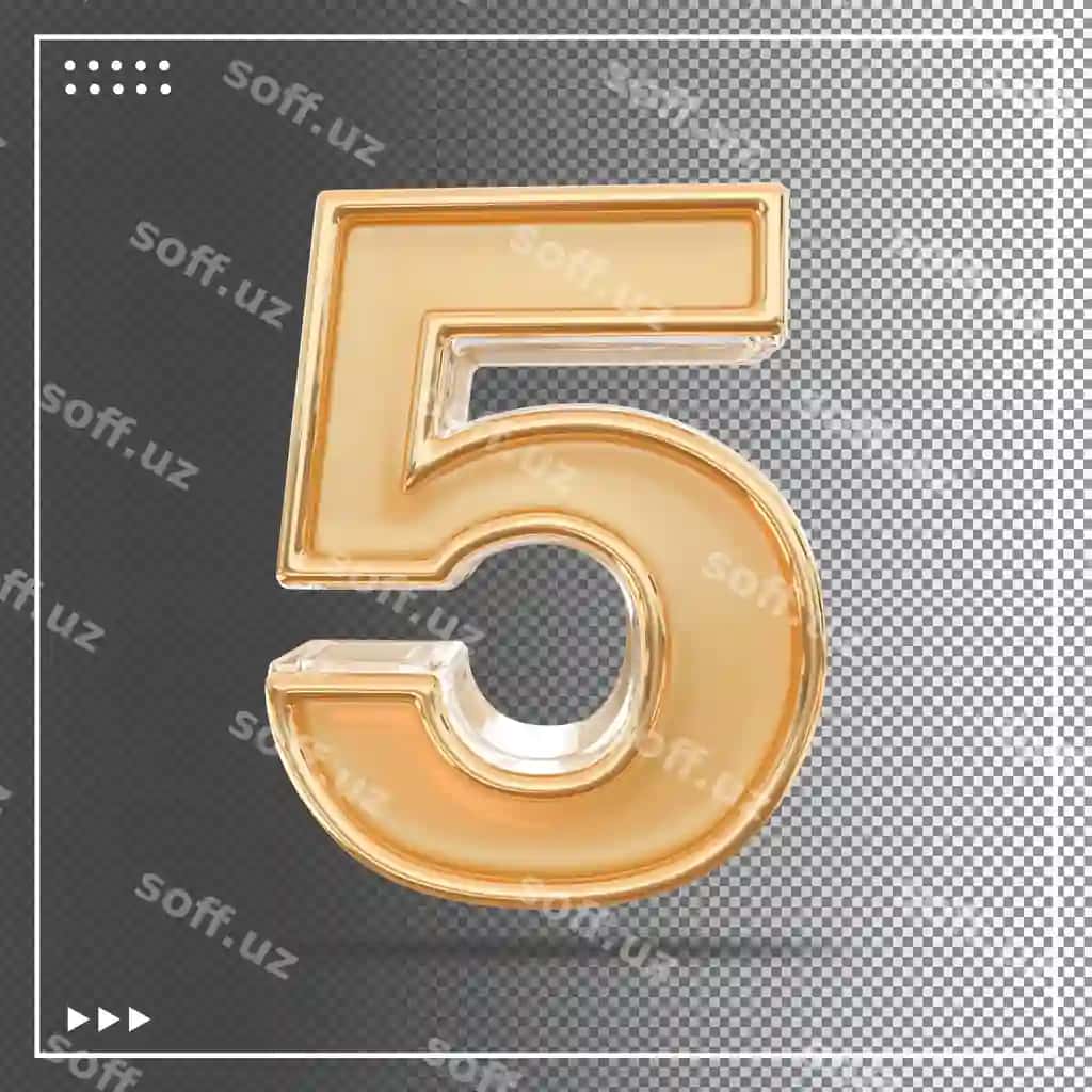 Oltin raqam 5 3D | Gold number 5 3d