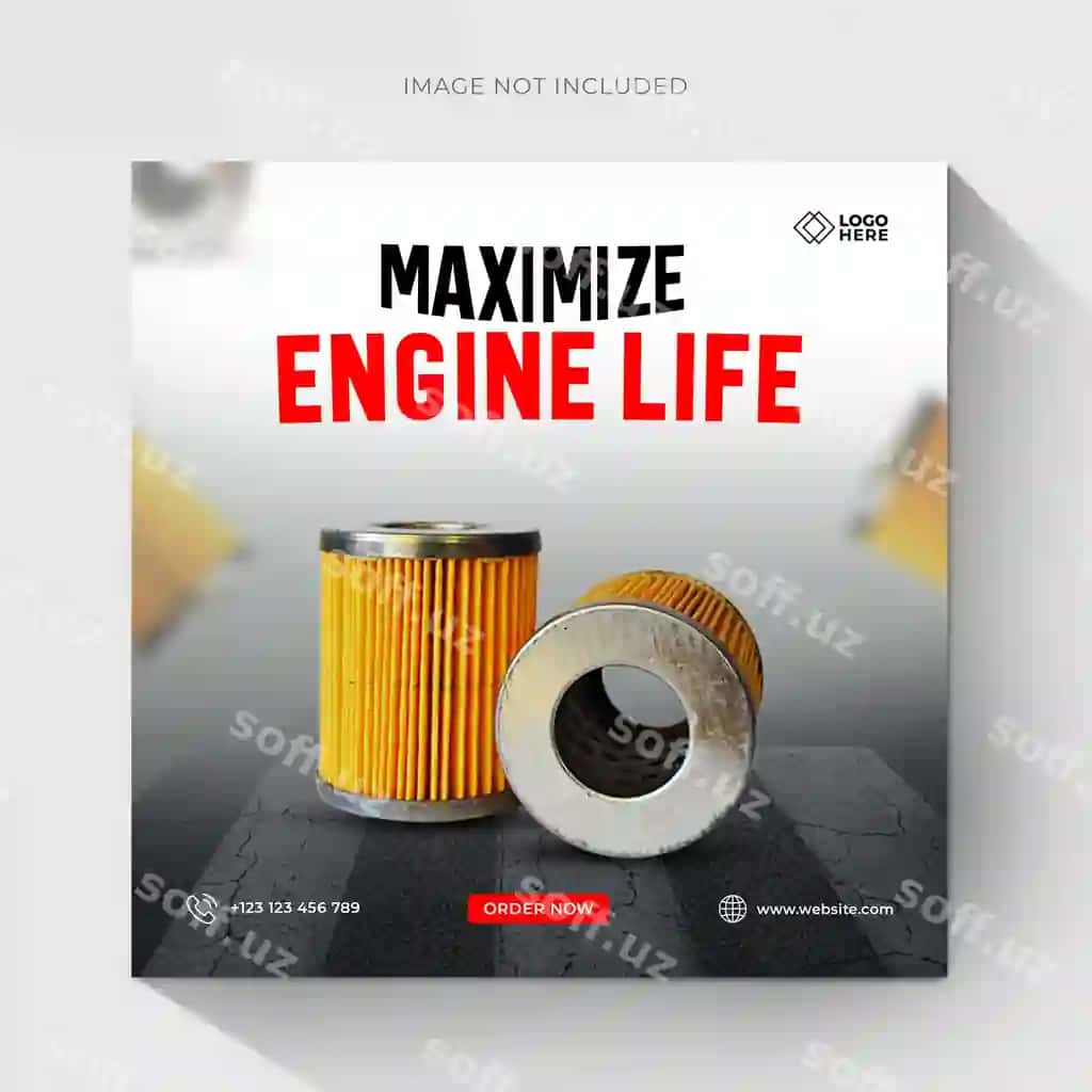 Moy filteri ijtimoiy media post banner shabloni Instagram Facebook | Oil filter social media post banner template instagram facebook