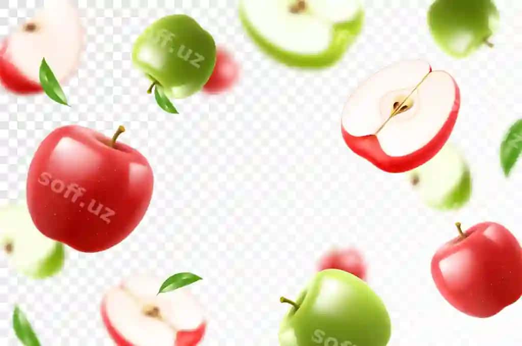 Uchib ketayotgan qizil yashil suvli olma yorqin fonda tushayotgan olma realistik | Flying red green juicy apples bright background falling apples realistic