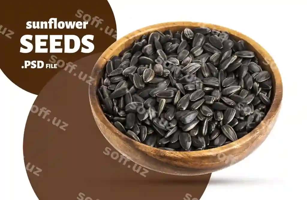 Qora qizartirgich urug'lari yog'ochli qovur | Black sunflower seeds wooden bowl