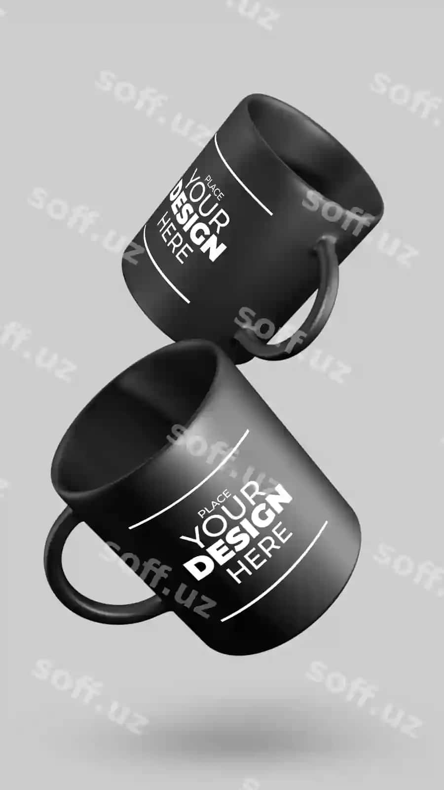 Suzuvchi 2 stakan 3D maket | 2 mug 3d mockup floating