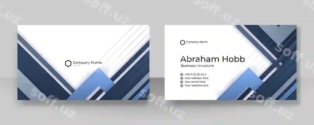 Zamonaviy ko'k oq biznes vizitka dizayn shabloni | Modern blue white business card design template