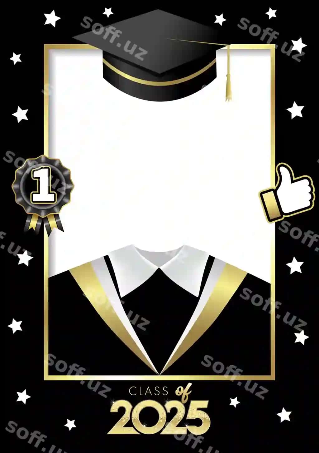 2025-yil sinfi uchun fotosurat ramkasi dizayni, nusha joyi va 3D grafik elementlar bilan | Class 2025 photo frame design with copy space 3d graphic elements