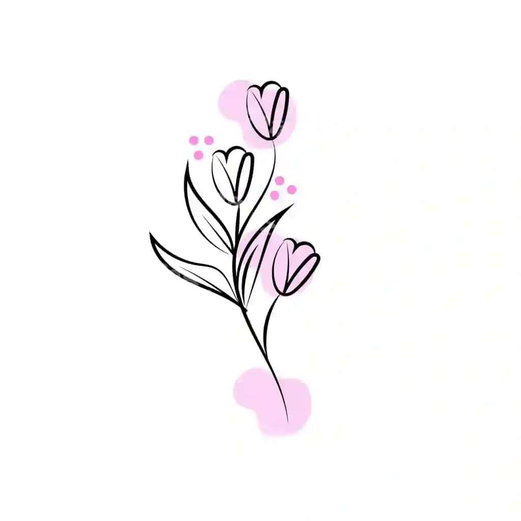 Bir qatorda chizilgan minimalizm gullar illustratsiyasi chiziqlar uslubi | One line drawing minimalist flower illustration line art style