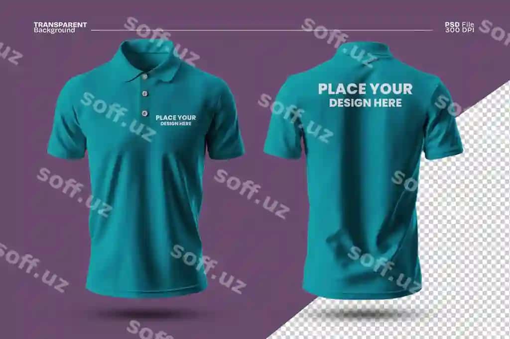 Polo futbolkasining old va orqa tomonlari maketlari | Polo shirt front back mockups
