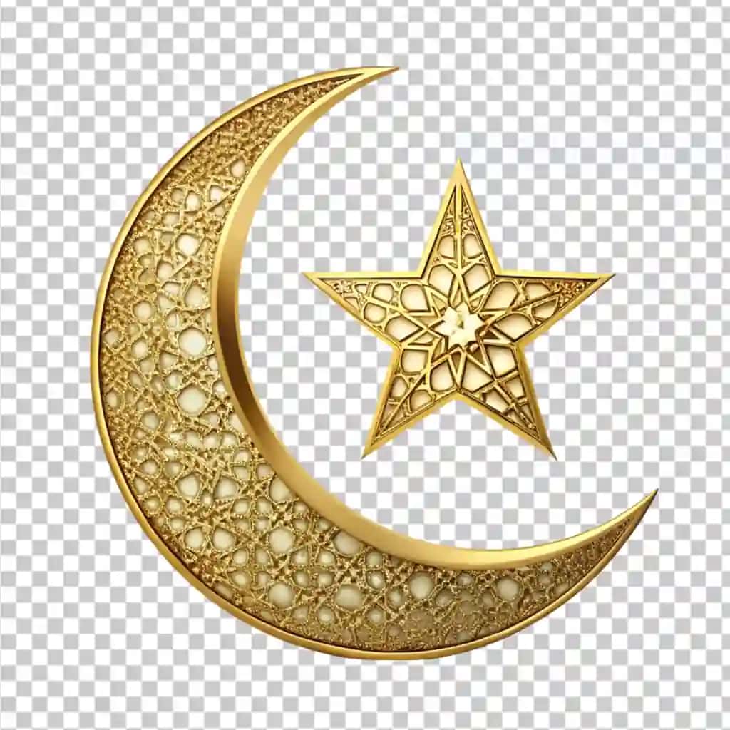 Yarim oy yulduzi dekorasi shaffof fon | Crescent star decor transparent background