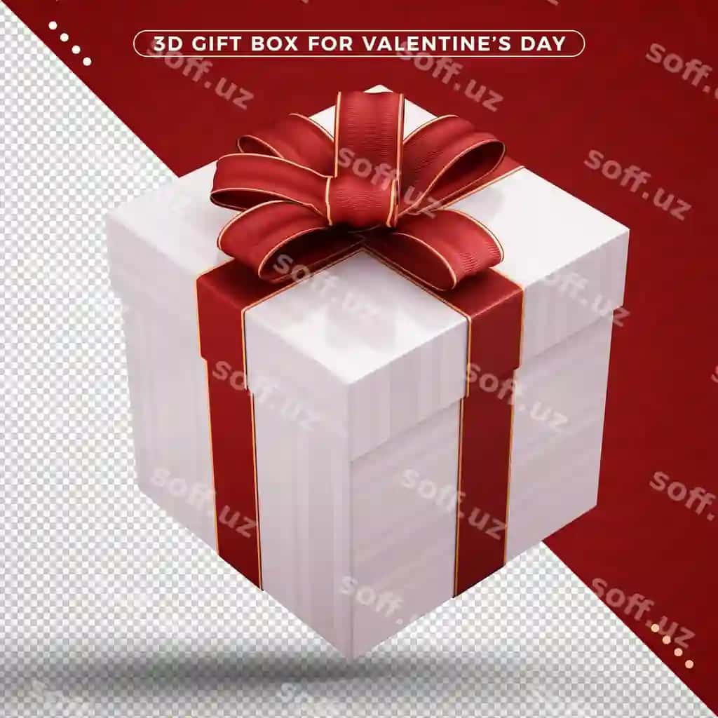 Qizil dekorativ lentali sovg'a qutisi Sevishganlar kuni | Gift box with red decorative ribbon valentines day