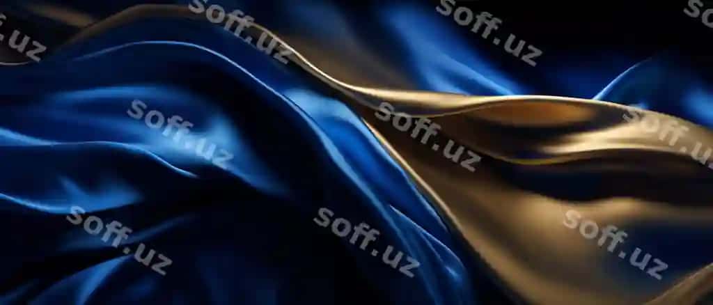 3D to'lqinli ko'k oltin rangli gradientli ipak mato bilan abstrakt fon | Abstract background with 3d wave blue gold gradient silk fabric