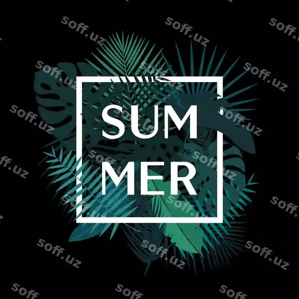 Ekzotik palma barglari bilan yashil yozgi tropik fon | Green summer tropical background with exotic palm leaves plants