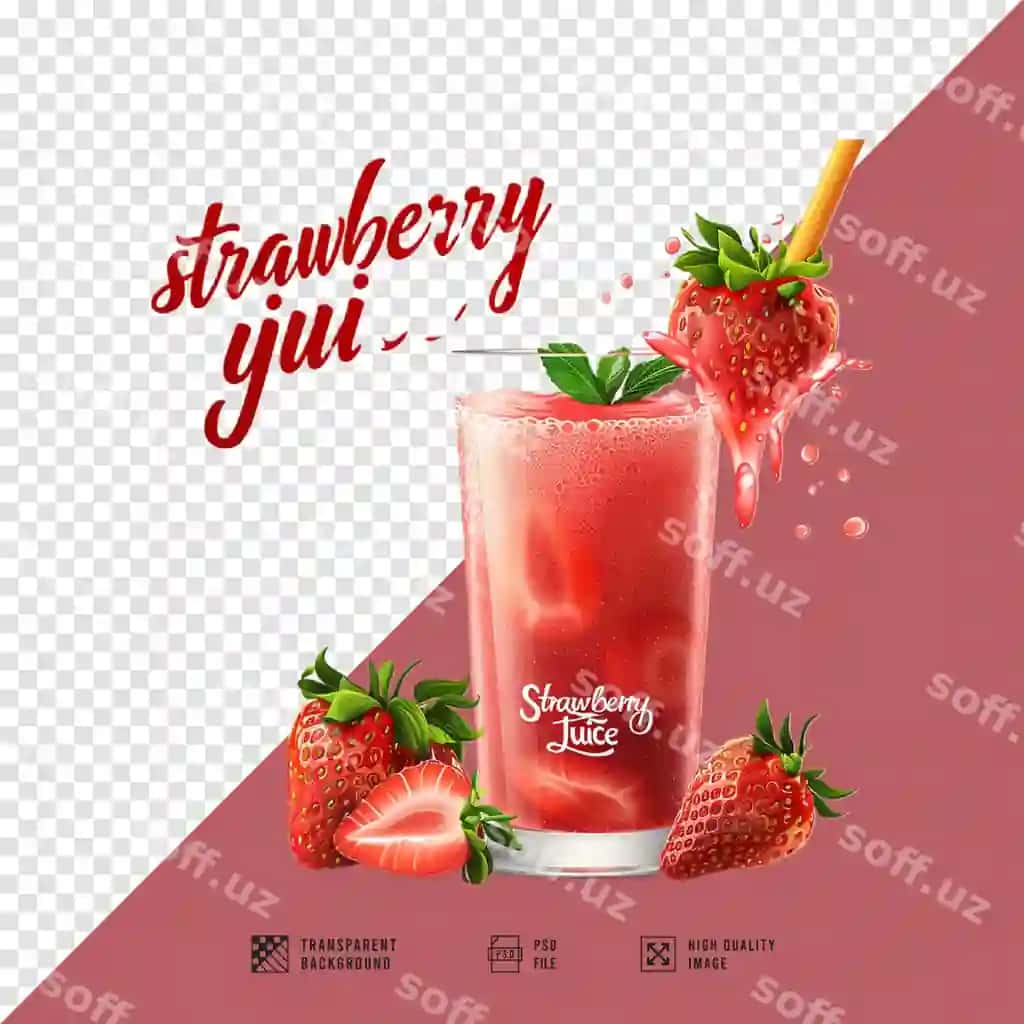 Qulupnayli ichimlikni qulupnay bilan tasvirlang | Picture strawberry drink with strawberries it