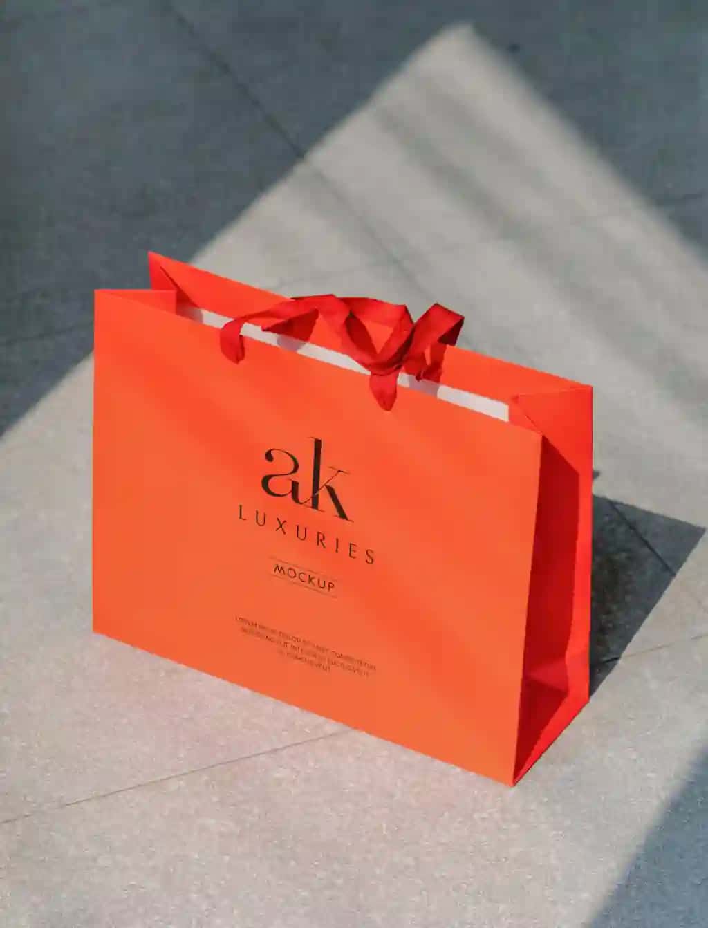 Logo maketi apelsin xarid qilish sumkasi | Logo mockup orange shopping bag
