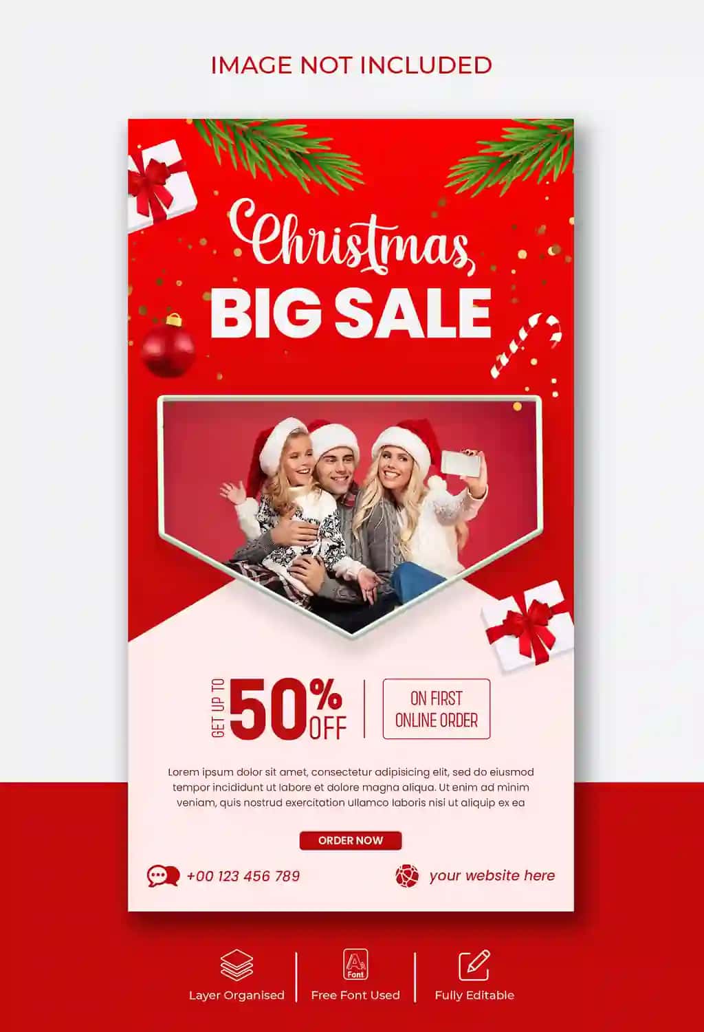 Rojdestvo sotuvi instagram facebook hikoyasi banner shablonlari bilan | Merry christmas sale instagram facebook story banner template with