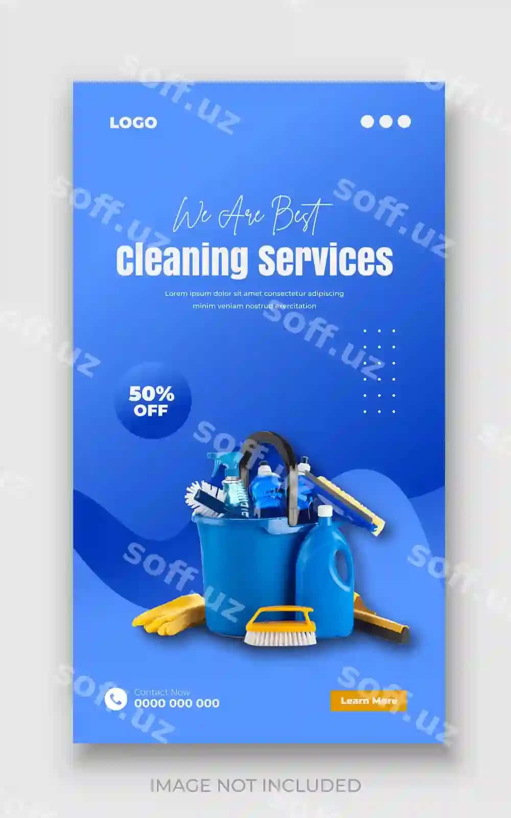 Tozalash xizmati Facebook muqovasi Instagram hikoya posti banner shabloni | Cleaning service facebook cover instagram story post banner template