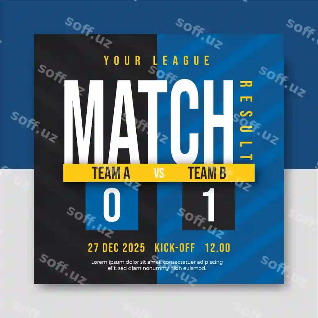 Matc natijasi ijtimoiy tarmoqlardagi post | Match result social media post