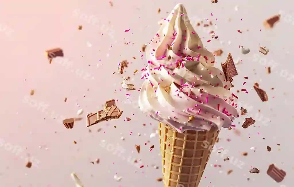 Mazali muz qatiqli waffle konus shokoladli choy qog'ri qatlanshiq mazali | Delicious ice cream waffle cone chocolate chip cookie decadent tasty