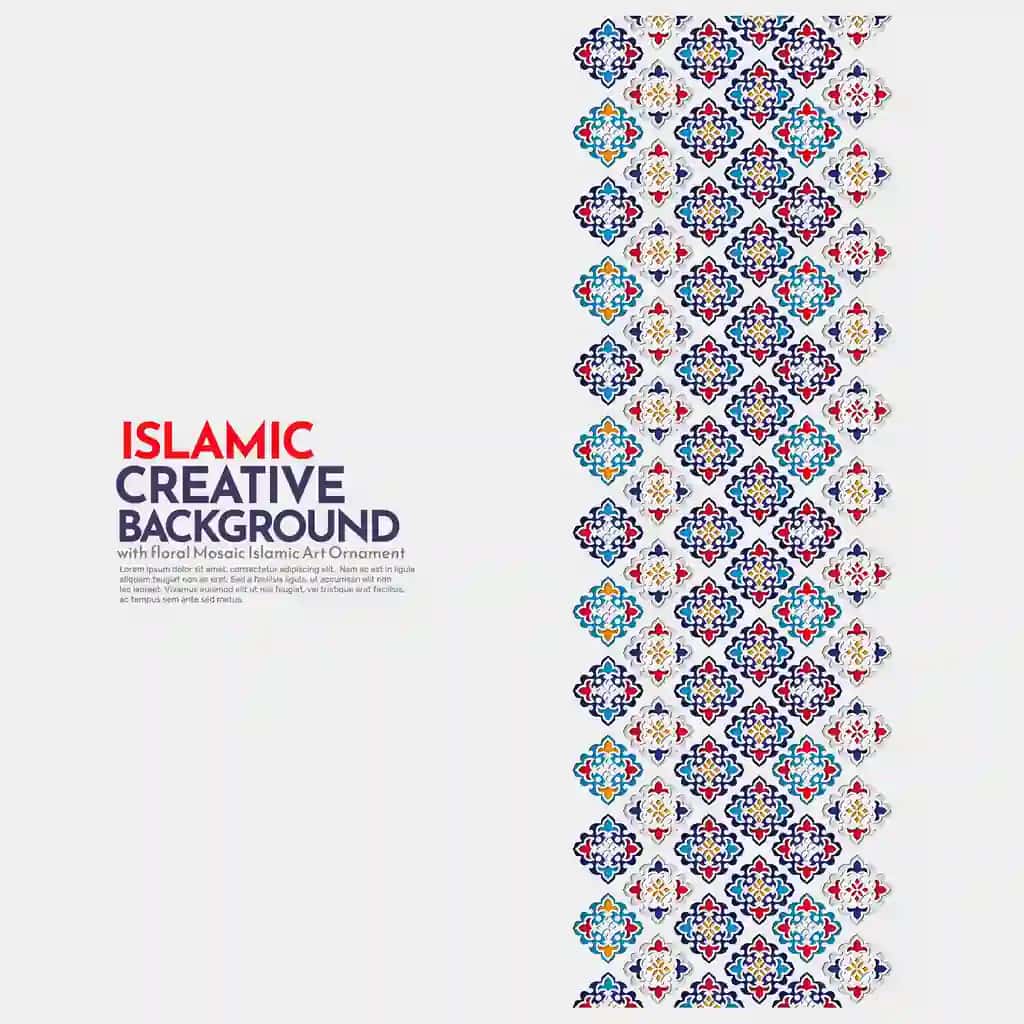 Geometrik yashil gulli naqshli islomiy fon | Islamic background with geometric green floral ornament design