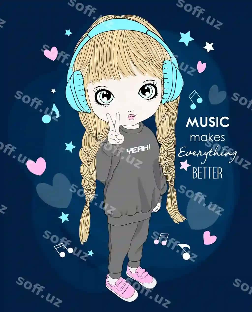 Qo'l bilan chizilgan chiroyli qiz | Hand drawn cute girl
