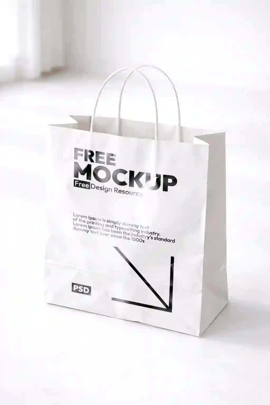 Oq qog'ozli xarid sumkasi maketi | White paper shopping bag mockup