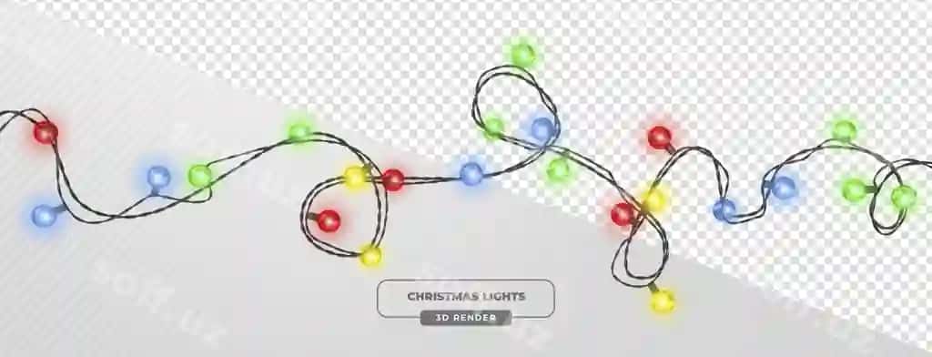 Rangli Rojdestvo chiziqlari 3D render | Colorful christmas string lights 3d render