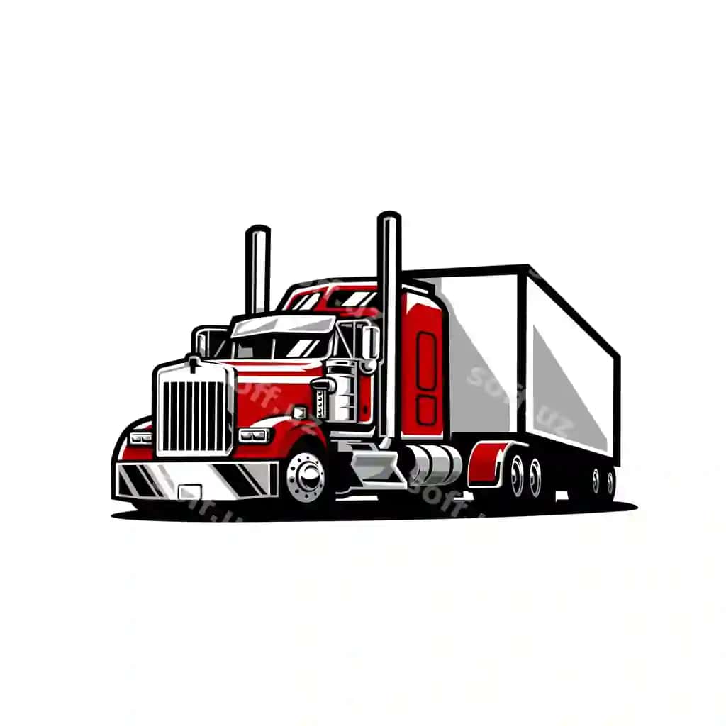Katta rig 18 g'ildirakli amerikalik yarim yuk mashinasi vektorli san'at izolyatsiya qilingan oq | Big rig 18 wheeler american semi truck vector art isolated white