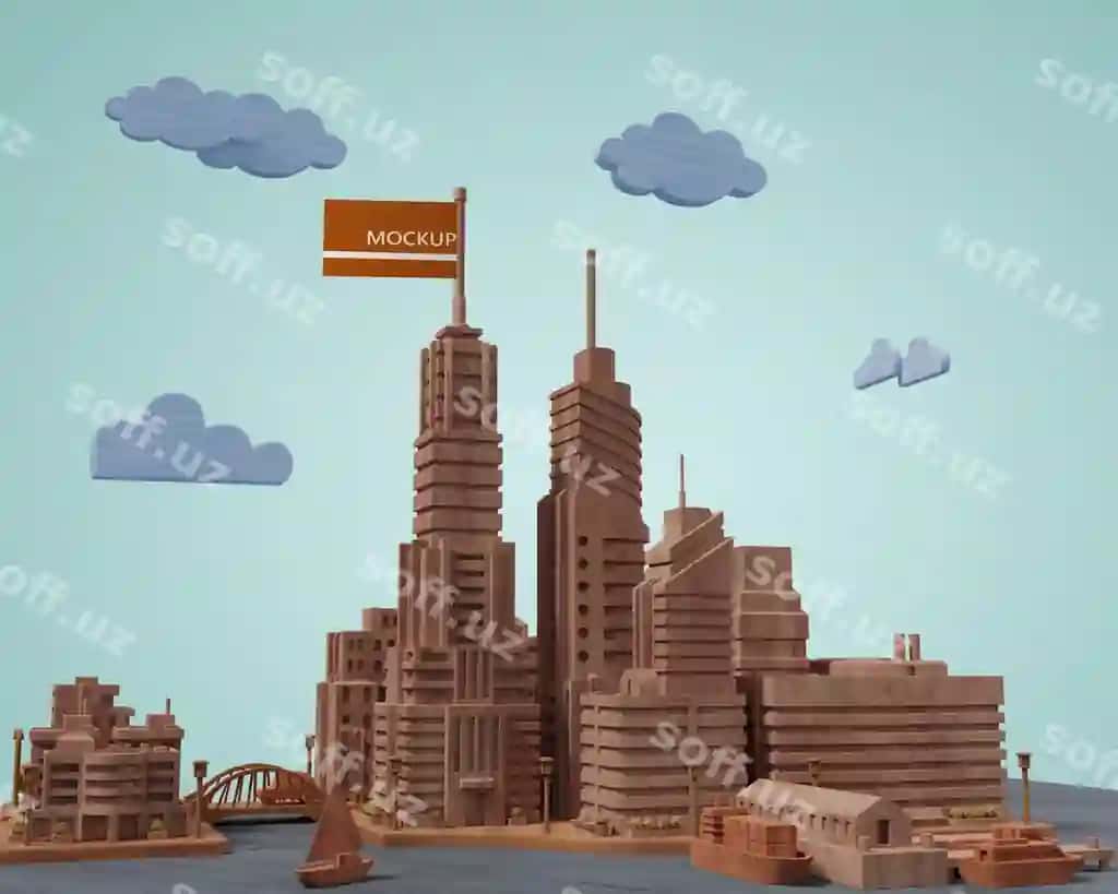 Mock-up shaharlar 3D binolari | Mock up cities 3d buildings 2