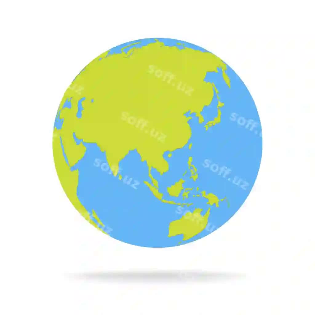 Yashil ko'k multfilm dunyo xaritasi globus vektor illyustratsiyasi | Green blue cartoon world map globe vector illustration
