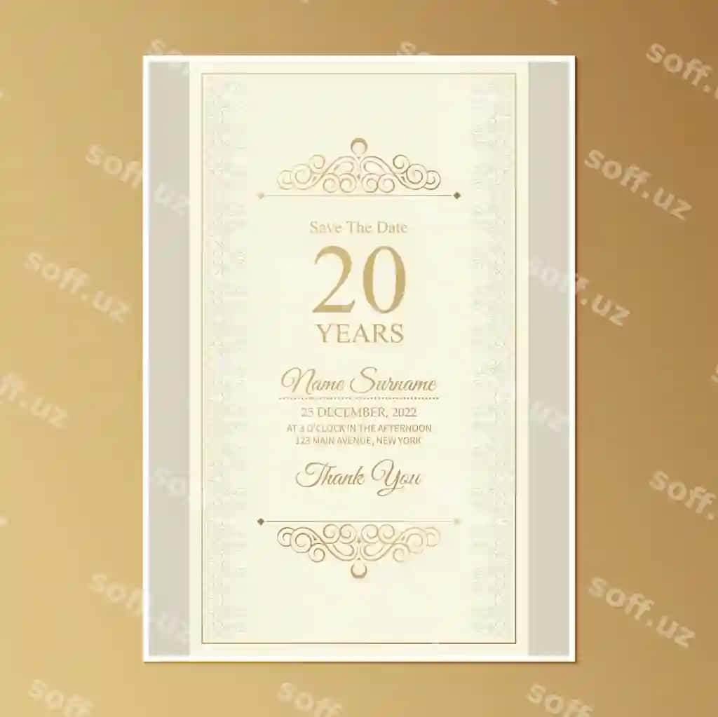 Chiroyli oltin tug'ilgan kun taklifnoma shabloni | Elegant gold birthday invitation template