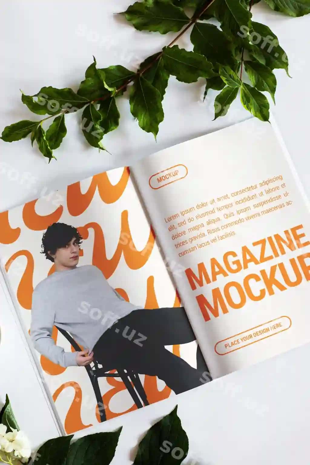 Zımba bilan yopiladigan jurnal maketi | Magazine mockup with staple closure