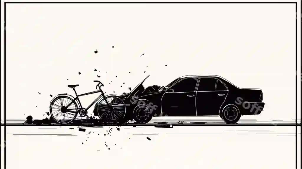 Velosiped va avtomobil halokat hosil bo'lgan chizmechi rasmi davomiyligi | Bicycle car traffic accident doodle continu