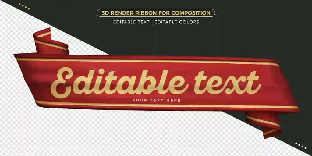 Tahrirlanadigan matnli 3D render lentasi | 3d render ribbon with editable text