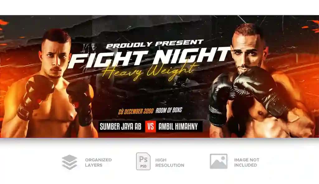Boks jangi ijtimoiy tarmoqlardagi post banneri | Boxing fight social media post banner
