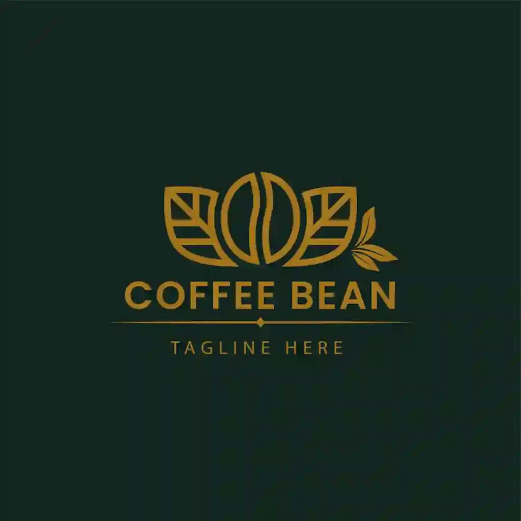 Barglari tushirilgan nafis kofe loviyalari logotipi | Elegant coffee bean logo with leaves