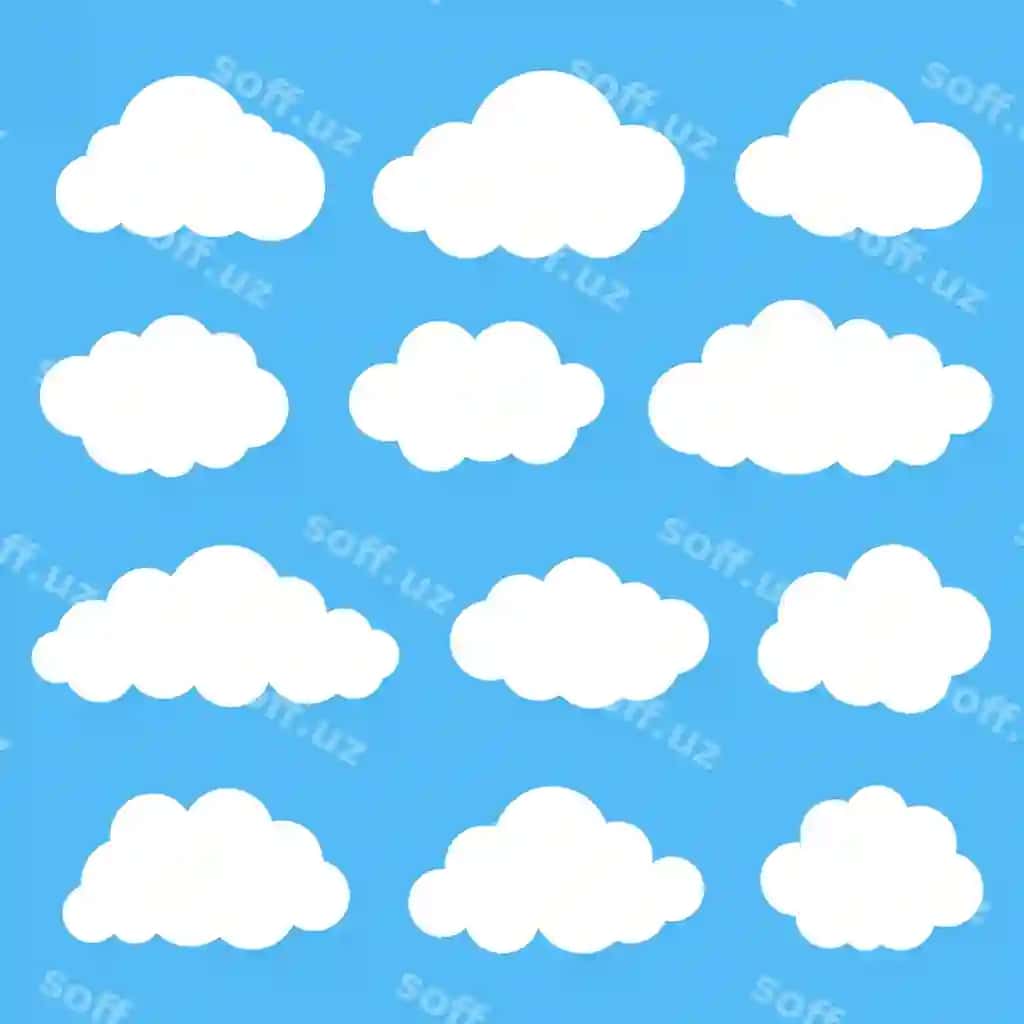 Oq bulutlar ko'k orqa fonda komplekt | White clouds blue background set