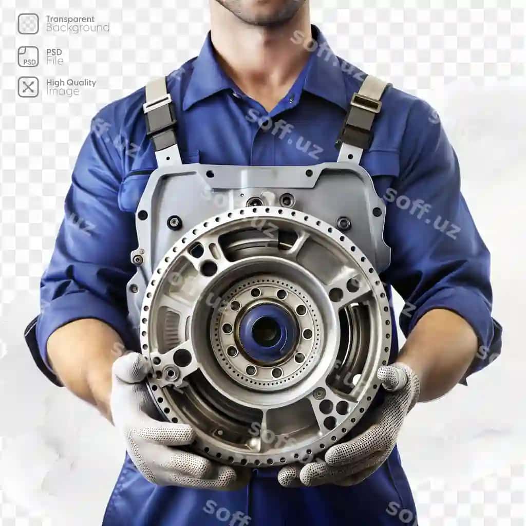 Erkak qo'lida mashina dvigatelini ushlab turibdi | Man is holding car engine his hands