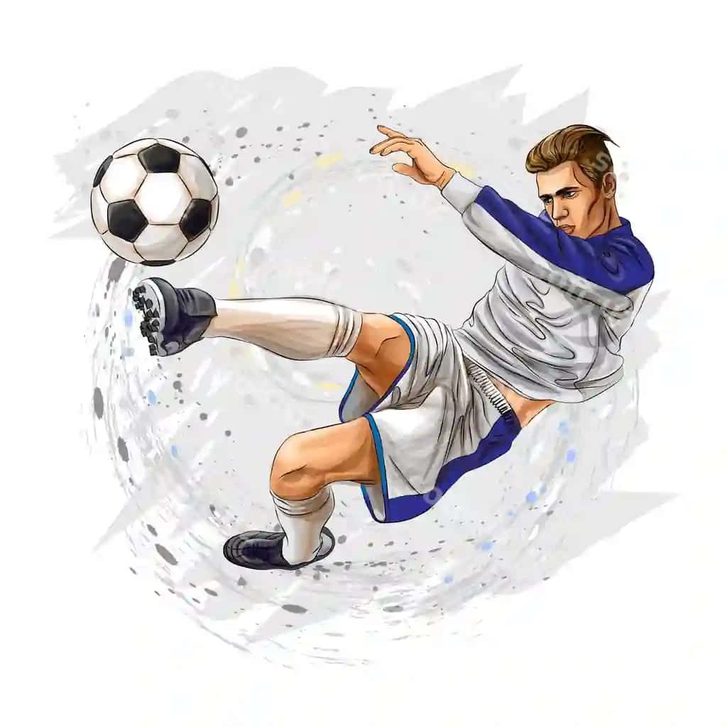 Futbolchi to'pni gullamoq oq fonda | Soccer player kicks ball white background 2