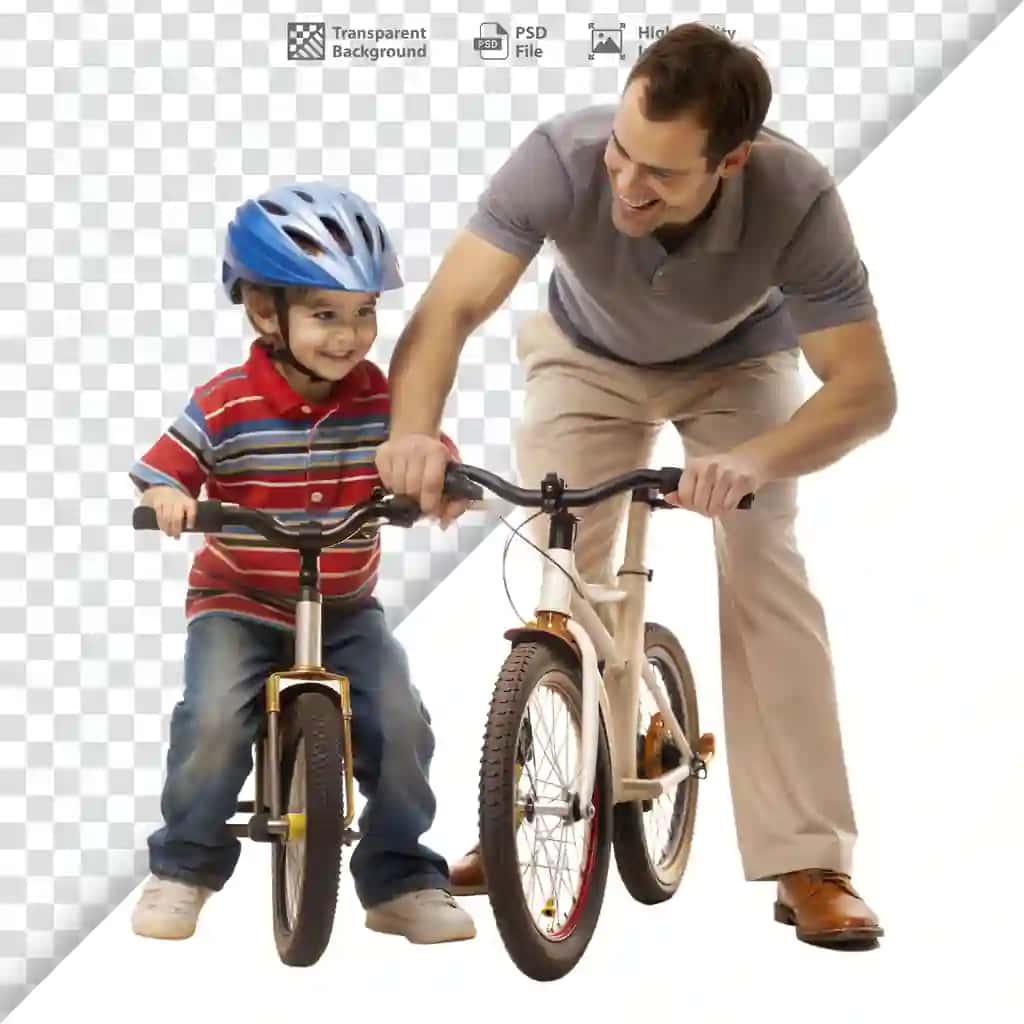 Ota o‘g‘liga velosiped haydashga yordam bermoqda | Father helping son ride bicycle teaching supporting