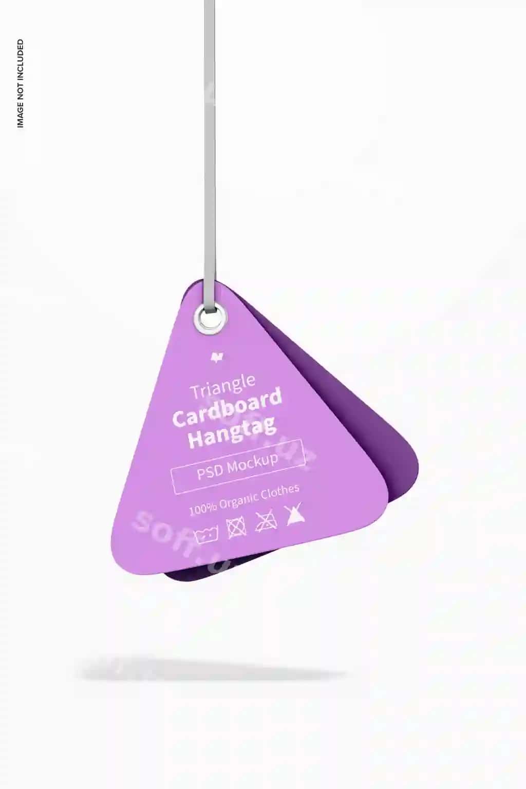 Uchburchak karton asr tagi namunasi ashratmoqda | Triangle cardboard hangtag mockup hanging