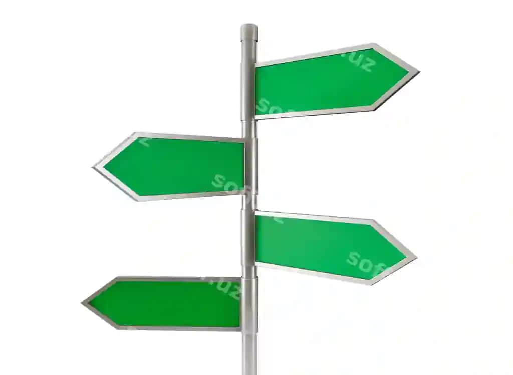Yashil o'q yo'l belgilari oq fon | Green arrow road signs white background