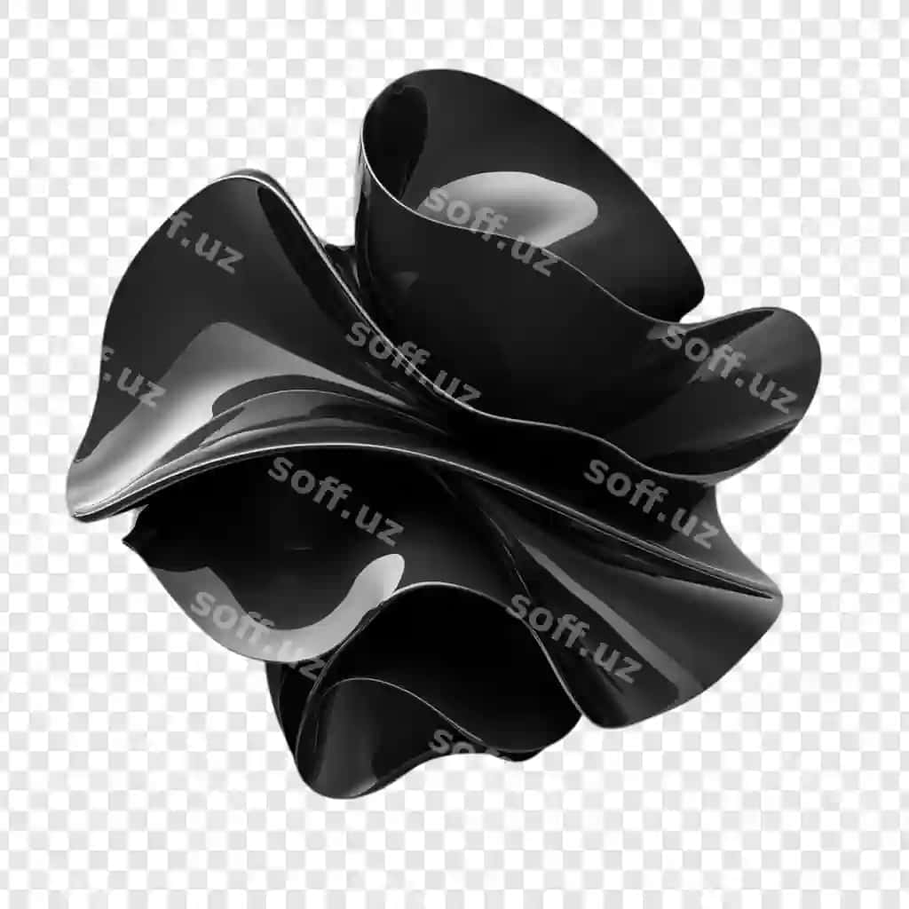 Mavhum qora suyuqlik haykali 3D porloq to'lqin shaklini beradi | Abstract black fluid sculpture 3d render glossy wavelike form