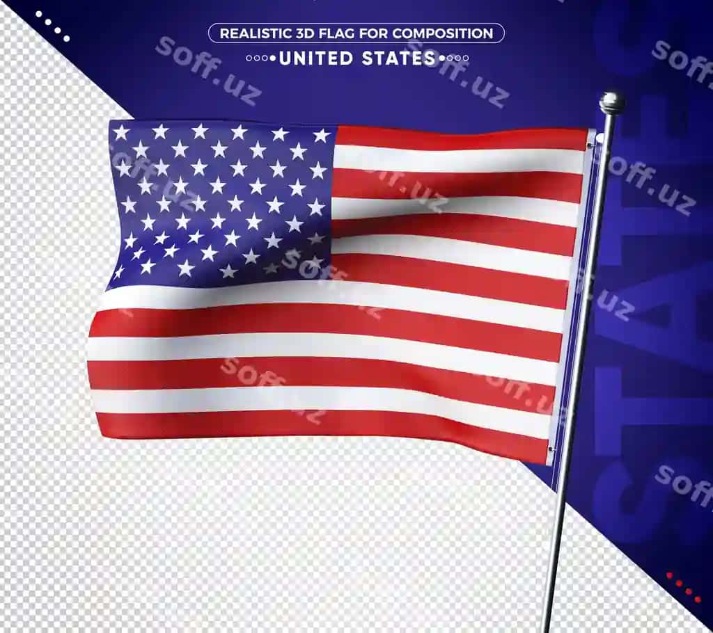 Amerika Qo'shma Shtatlari 3D bayrog' realistik teksturasi bilan | United states 3d flag with realistic texture