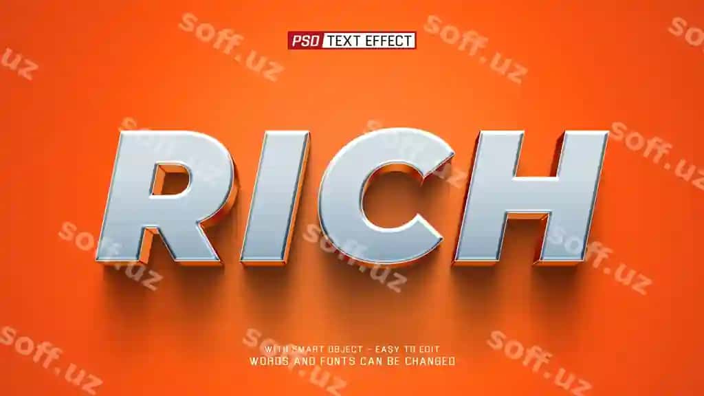 Boying 3d matn effekti | Rich 3d text effect