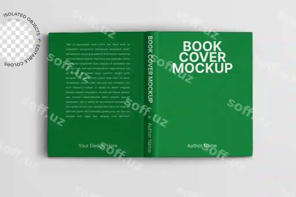 Kitob varaqi namuna yuqori ko'rinish ajralangan | Book cover mockup top view isolated